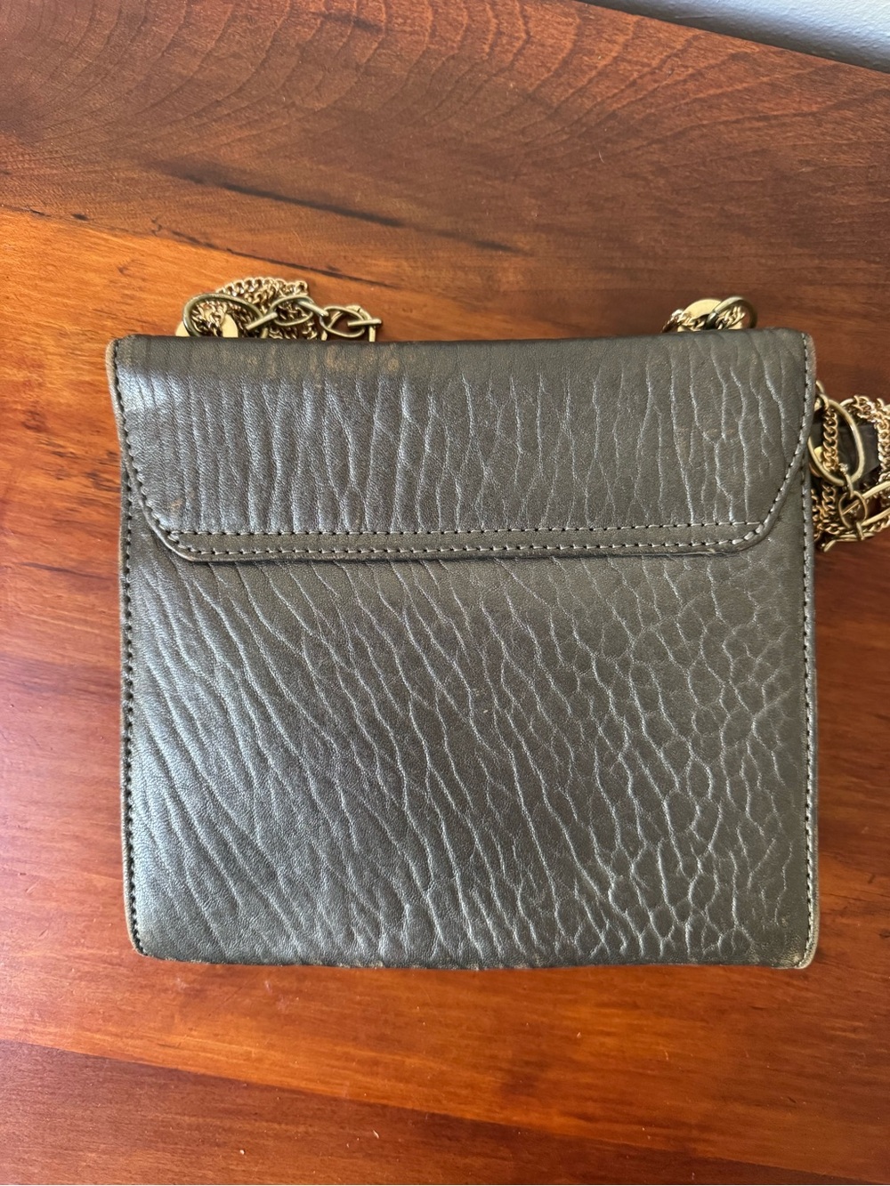 Vintage 2000s Alexis Hudson Gunmetal Crystal and Pebbled Leather Chain Purse - Picture 8 of 16